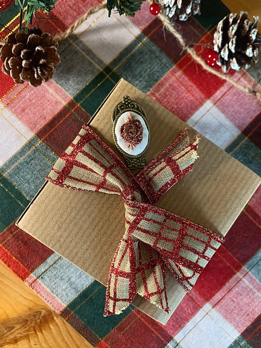 Embroidered Bookmark - Antique Rose