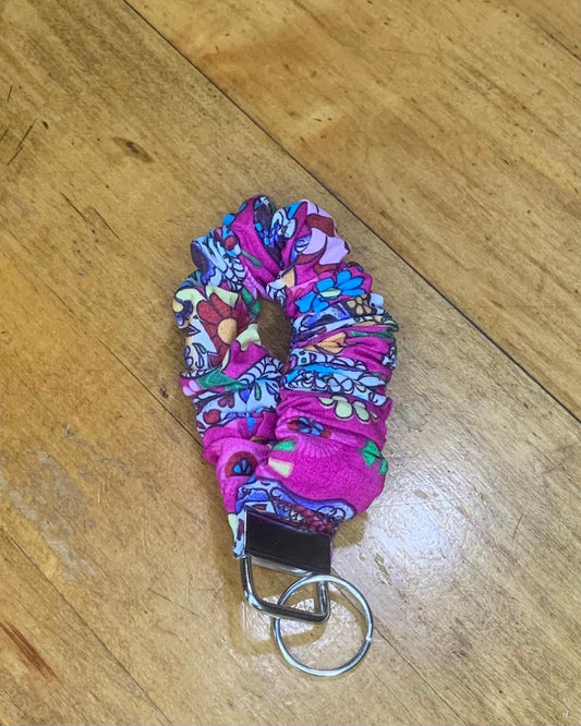 Keychain Wristlet Scrunchie - Pink Cinco de Mayo