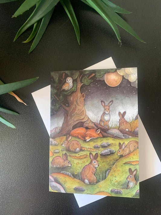 A Quiet Night on The Hill - Greeting Card